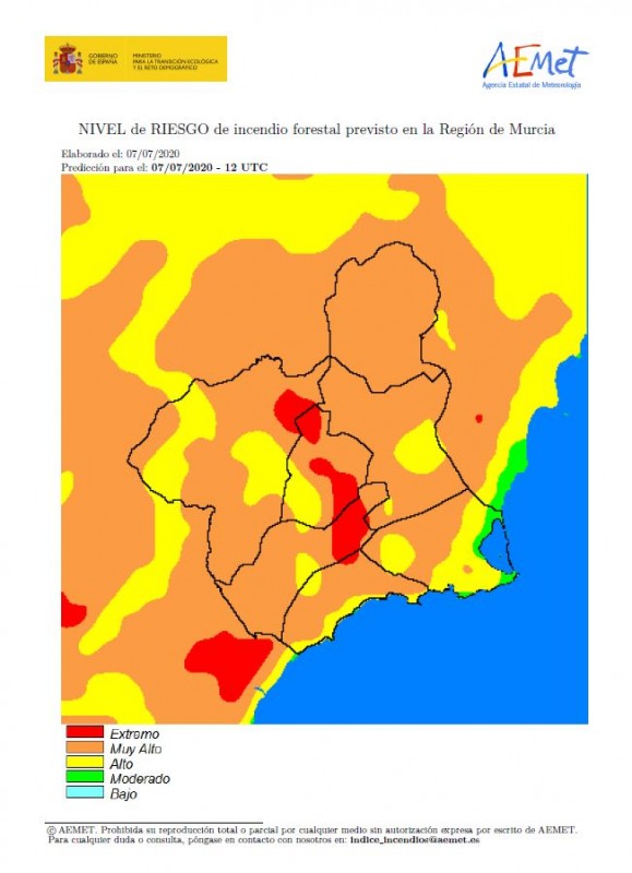 <span style='color:#780948'>ARCHIVED</span> - Fire risk very high across much of the Murcia Region on Tuesday