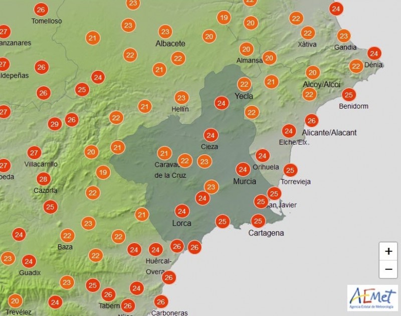 ! Murcia Today Average Temperatures In The Mid 20s For Murcia Region