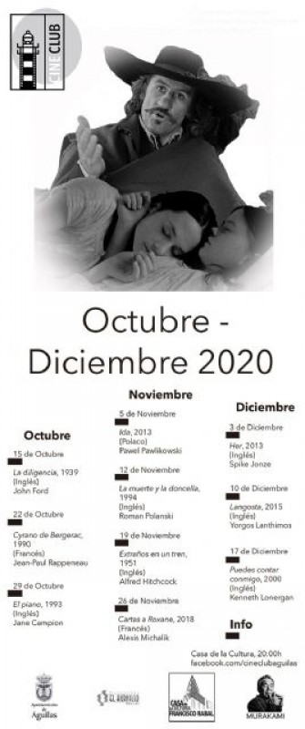<span style='color:#780948'>ARCHIVED</span> - Águilas cinema club Autumn programme: 15th October to December 17th