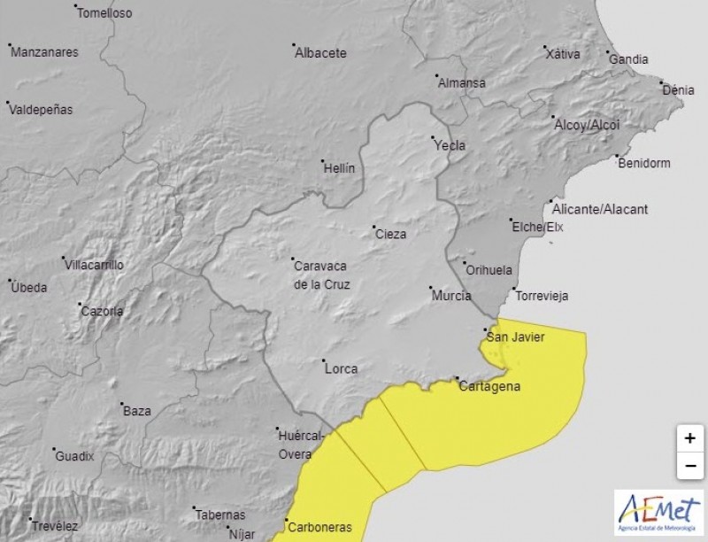 <span style='color:#780948'>ARCHIVED</span> - Aemet warns of strong winds and waves of up to 3 metres on Saturday