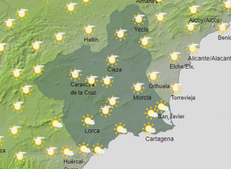 <span style='color:#780948'>ARCHIVED</span> - Fine weather for the rest of the week in Murcia as temperatures reach mid-20s