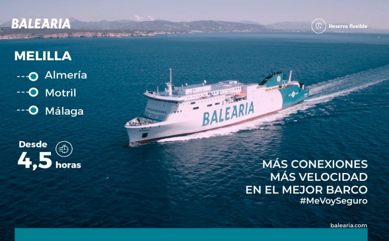<span style='color:#780948'>ARCHIVED</span> - Balearia amplifies ferry connections between Andalusian coast of Malaga, Motril and Almeria to Melilla