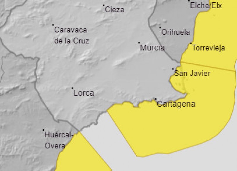 <span style='color:#780948'>ARCHIVED</span> - Yellow alert for near gale force winds on the Costa Cálida this Thursday