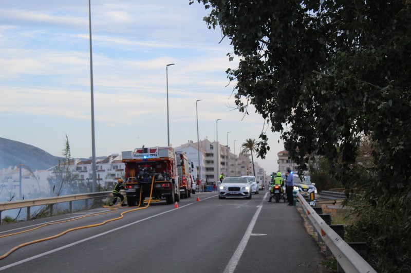<span style='color:#780948'>ARCHIVED</span> - Firefighters call in air support as shrubland catches fire alongside the main N-332 in Altea