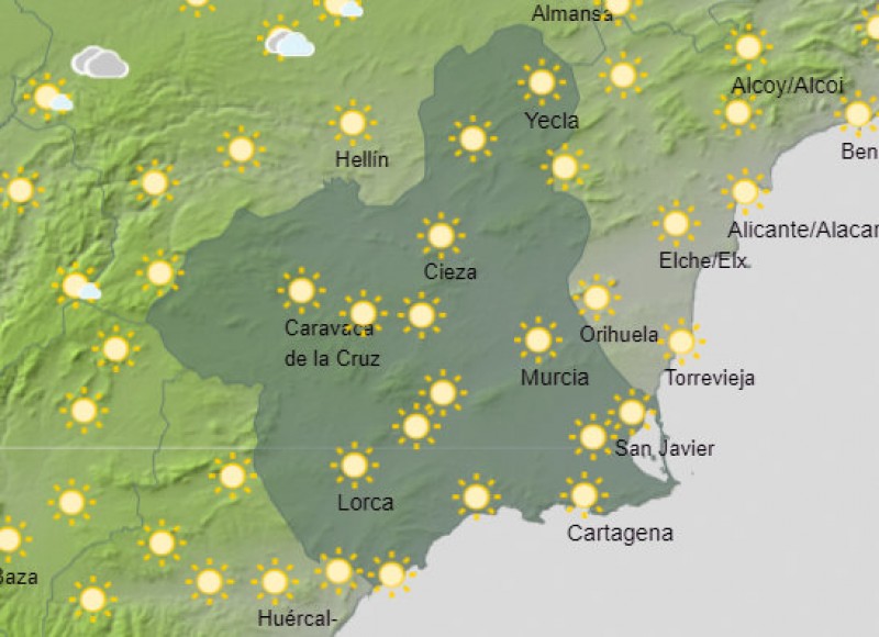 <span style='color:#780948'>ARCHIVED</span> - Up to 37 degrees in Murcia this Sunday with Murcia expected to report highest temperatures in Spain
