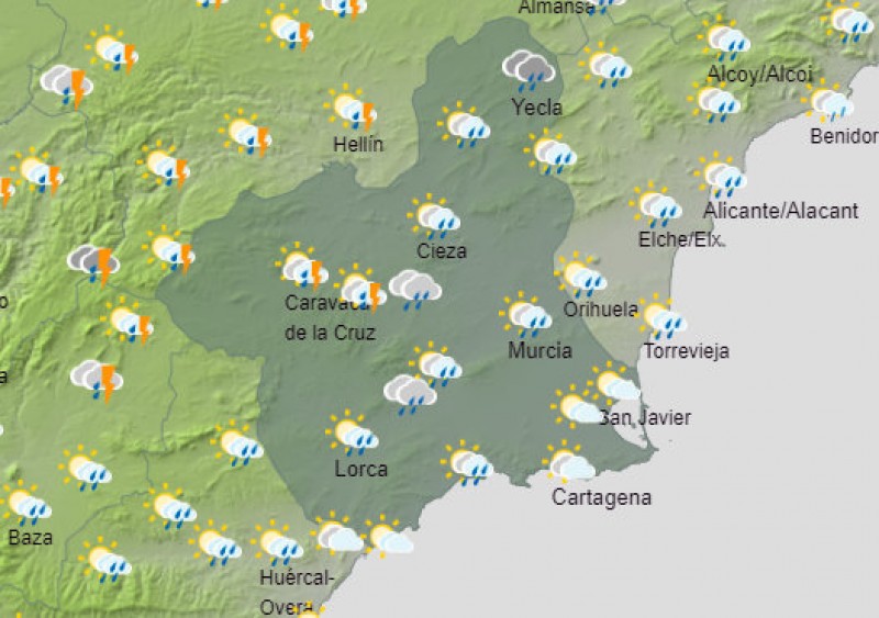 <span style='color:#780948'>ARCHIVED</span> - Storms and muddy rain forecast for Murcia on Wednesday and Thursday