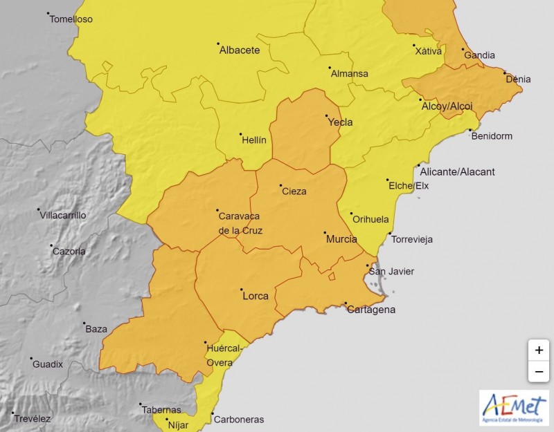 <span style='color:#780948'>ARCHIVED</span> - Murcia weather alert July 26: The entire Region on orange alert for storms