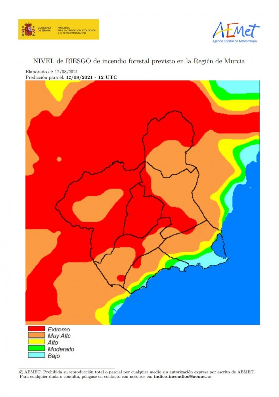 <span style='color:#780948'>ARCHIVED</span> - Murcia on extreme alert for forest fires on Thursday, August 12