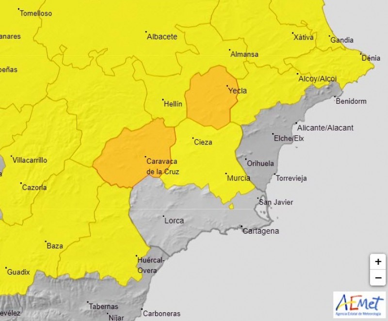 <span style='color:#780948'>ARCHIVED</span> - Storm alert level raised to orange in the north and north-west of Murcia