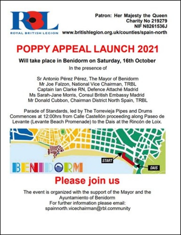 <span style='color:#780948'>ARCHIVED</span> - Benidorm will host official Poppy Appeal Launch 2021: October 16