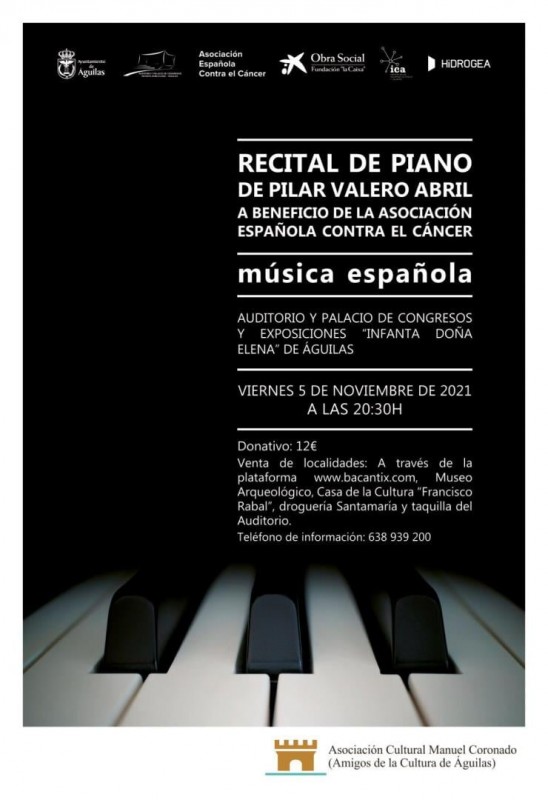 <span style='color:#780948'>ARCHIVED</span> - Charity piano recital in Aguilas: November 5