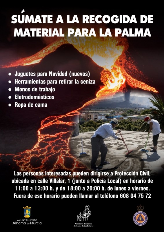 <span style='color:#780948'>ARCHIVED</span> - Alhama de Murcia residents organise collection for La Palma volcano victims