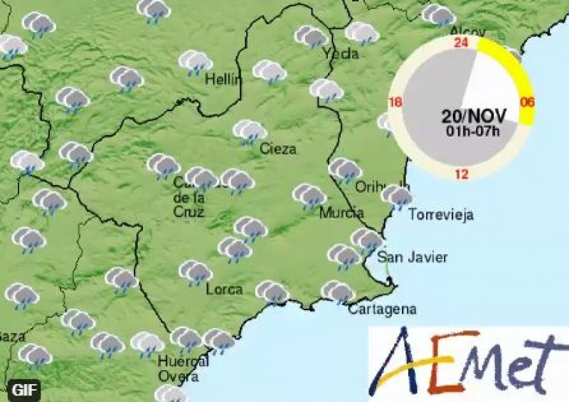 <span style='color:#780948'>ARCHIVED</span> - Rainy weekend ahead in the Region of Murcia: weather forecast November 19 to 21
