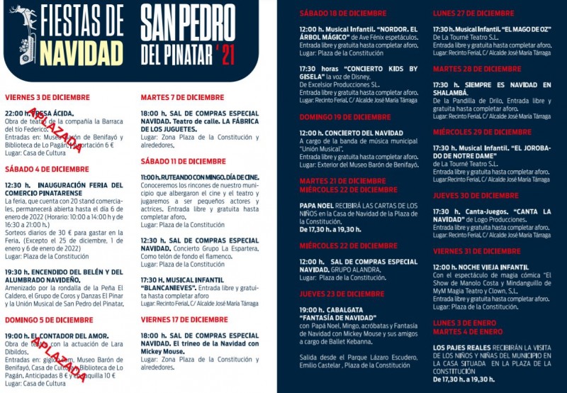 <span style='color:#780948'>ARCHIVED</span> - Activities to celebrate Christmas in San Pedro del Pinatar: December 4 to January 9