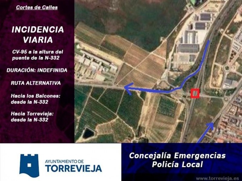 <span style='color:#780948'>ARCHIVED</span> - CV-95 in Torrevieja closed due to N-332 bridge repairs