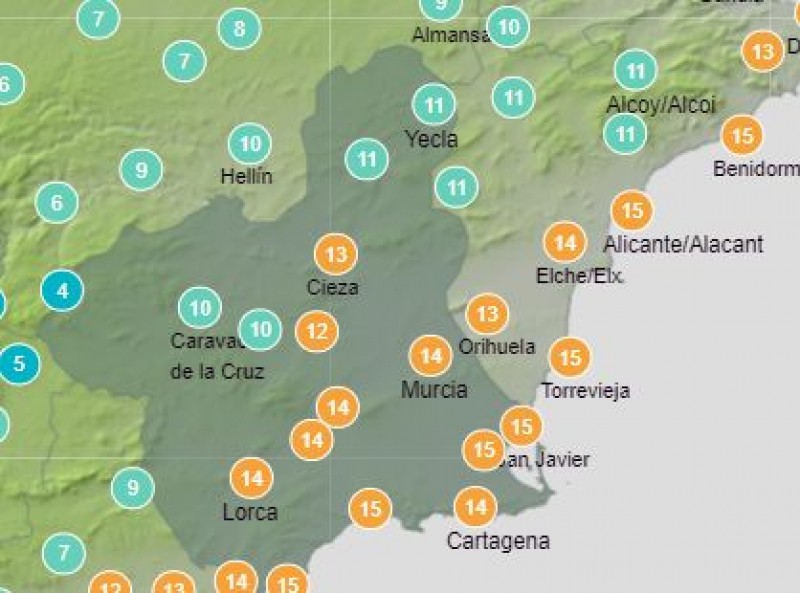 Drastic temperature drop in the Region of Murcia: weather update January 4