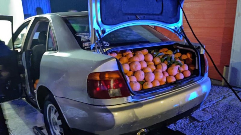 <span style='color:#780948'>ARCHIVED</span> - Car bursting at the seams with oranges raises red flag with Murcia police
