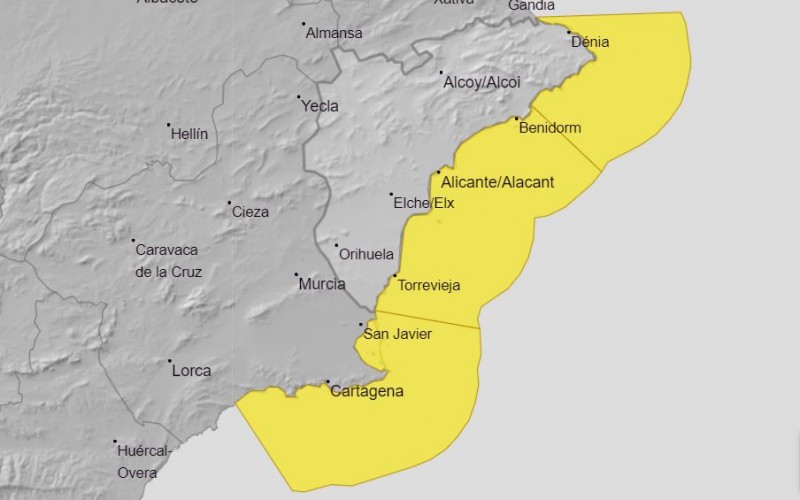 <span style='color:#780948'>ARCHIVED</span> - Murcia and Alicante yellow weather warning for this weekend