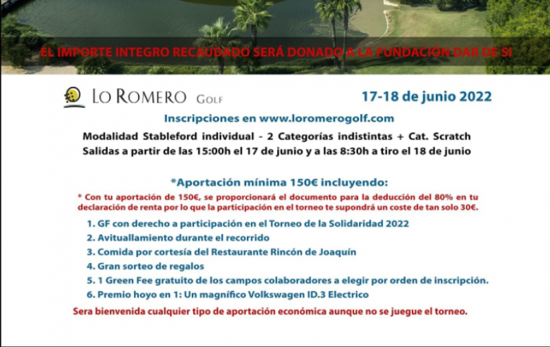 <span style='color:#780948'>ARCHIVED</span> - Charity golf tournament in Lo Romero: June 17 and 18