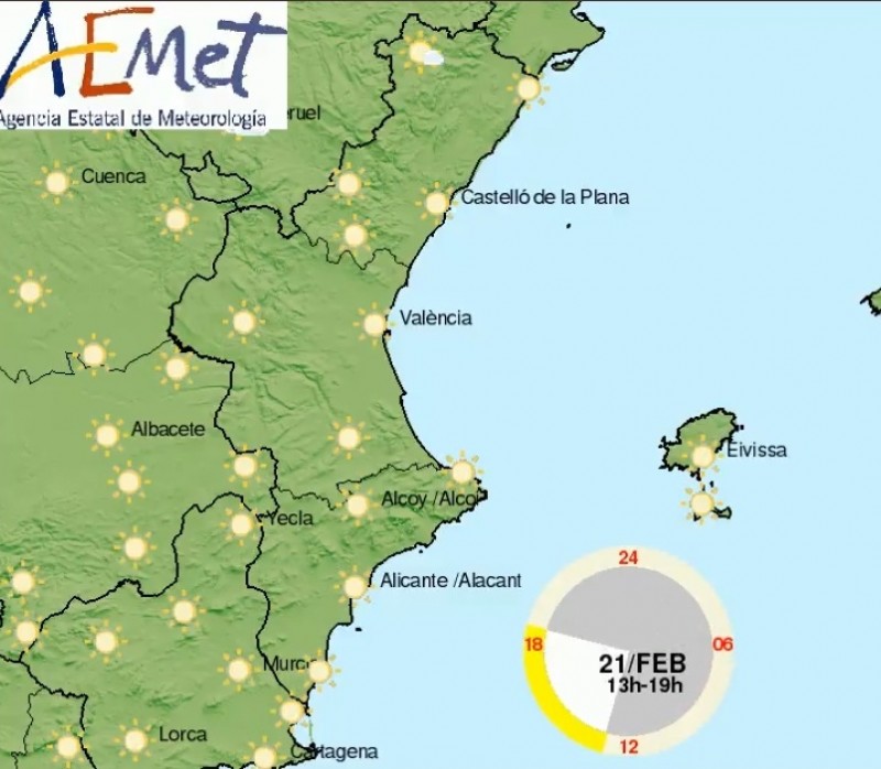 <span style='color:#780948'>ARCHIVED</span> - Winds continue with clear skies: Alicante weather watch from February 21