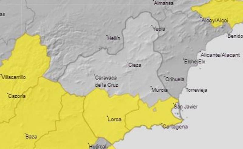 <span style='color:#780948'>ARCHIVED</span> - Yellow weather alert for rain and storms on south Murcia coast this Wednesday