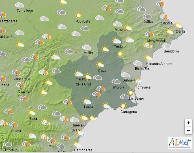 <span style='color:#780948'>ARCHIVED</span> - Rain returns to the Region with possible hail showers: Murcia weather May 2-5