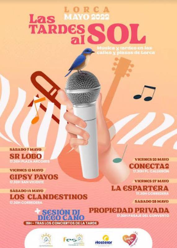 Las Tardes de Lorca al Sol, free weekend live concerts in Lorca during May