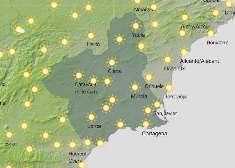 <span style='color:#780948'>ARCHIVED</span> - Sun all week and it is here to stay: Murcia weather forecast May 9-15