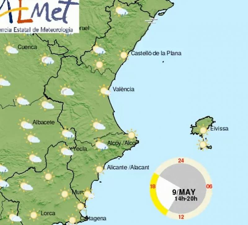 <span style='color:#780948'>ARCHIVED</span> - Cloudy start to the week with highs of 25 degrees: Alicante weather May 9-12