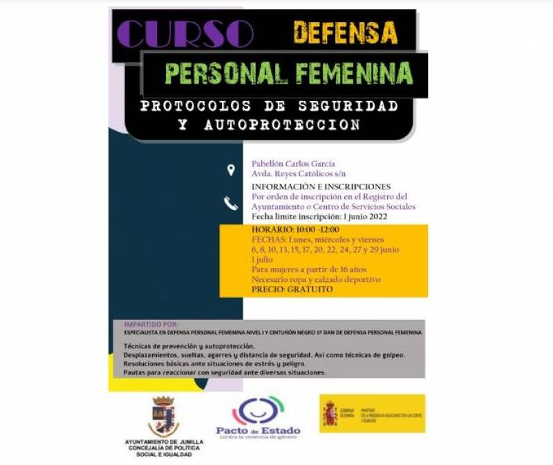 <span style='color:#780948'>ARCHIVED</span> - Last day to sign up for female self defence classes in Jumilla