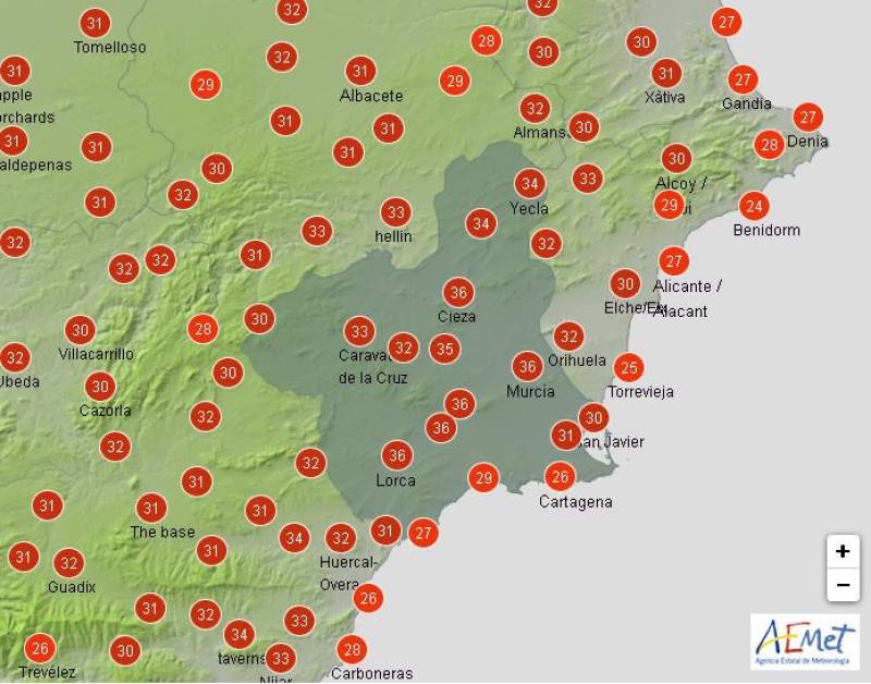 <span style='color:#780948'>ARCHIVED</span> - Blistering temperatures in store for Murcia: weather forecast June 6-9