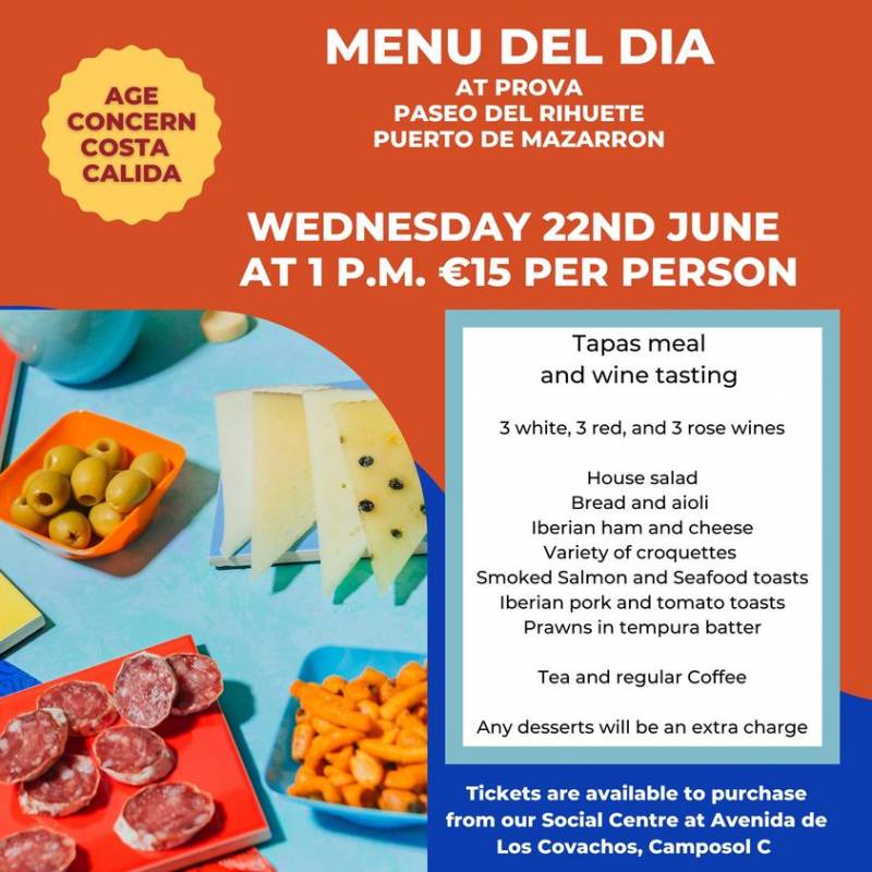 <span style='color:#780948'>ARCHIVED</span> - June 22 Age Concern’s monthly Menu del Dia