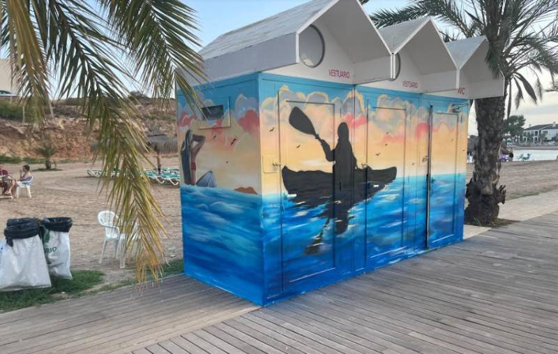 Urban art decorates seafront public toilets in Puerto de Mazarron