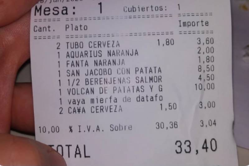 Andalucia bar goes viral after printing cryptic message on receipt