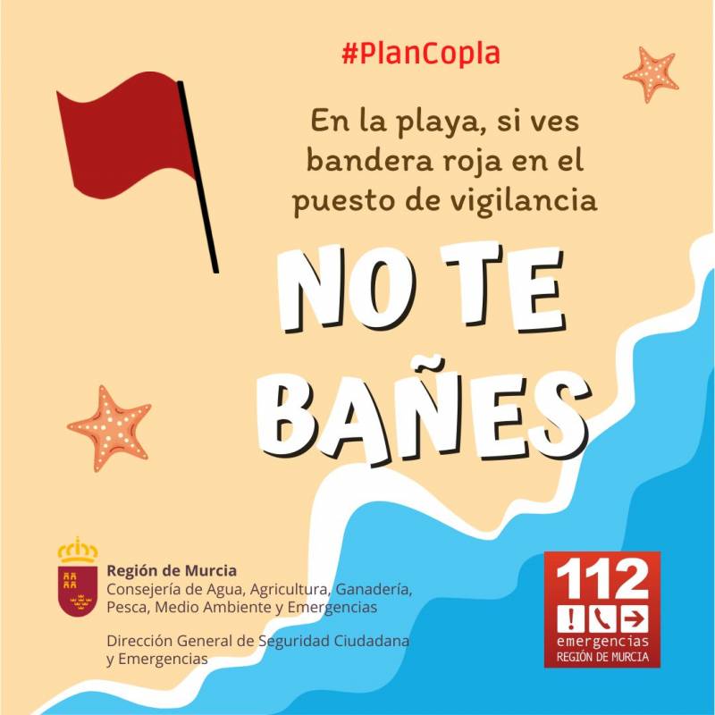 Red flags prohibit bathing on 5 La Manga beaches today: Tuesday July 26