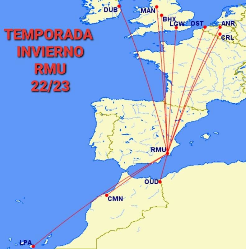 These are the 10 destinations you can fly to from Murcia Airport this autumn and winter 2022-23