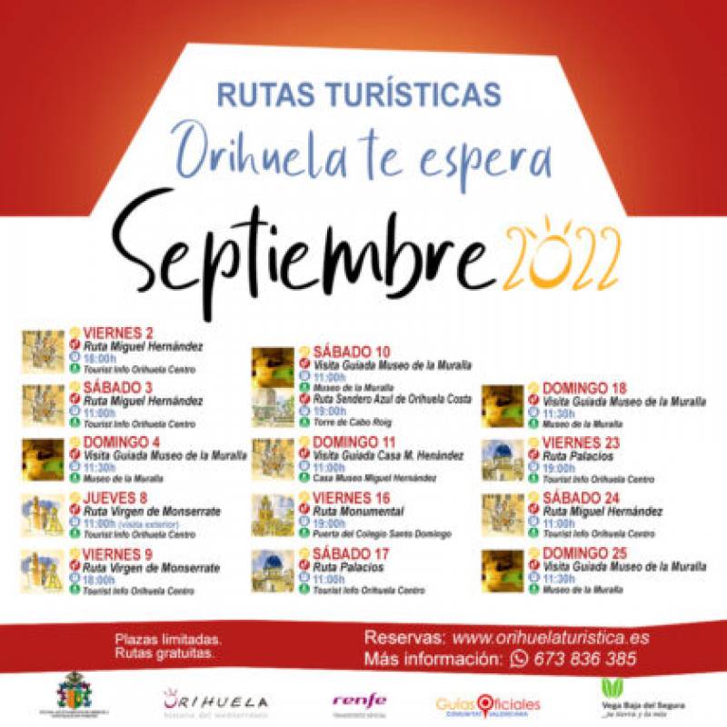 <span style='color:#780948'>ARCHIVED</span> - Free tourist tours in and around Orihuela: September 8-25