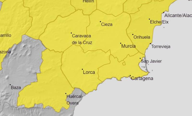 <span style='color:#780948'>ARCHIVED</span> - Yellow alerts and rain until Thursday, but a nice weekend: Murcia weather forecast October 10-16
