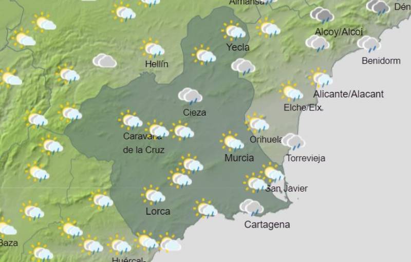 Rain for four days straight and cooler temperatures: Murcia weather forecast Nov 7-13