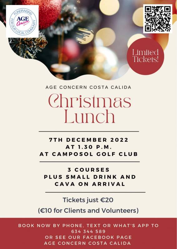 December 7 Age Concern Christmas Lunch at Camposol Golf Club