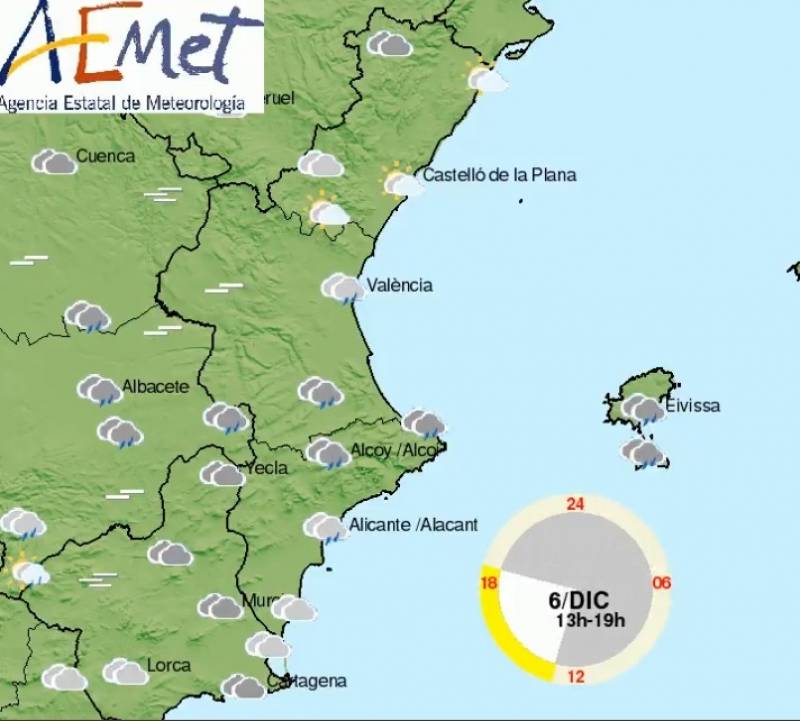 Cloudy and wet bank holiday week ahead: Alicante weather Dec 5-8