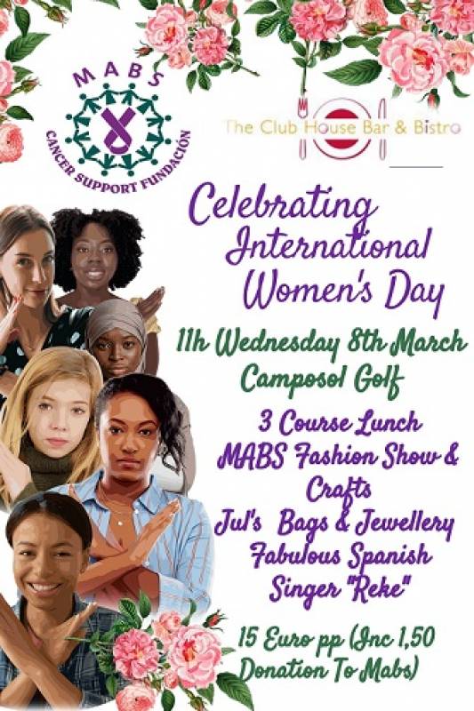 March 8 MABS International Womens Day lunch and more at the Clubhouse Camposol