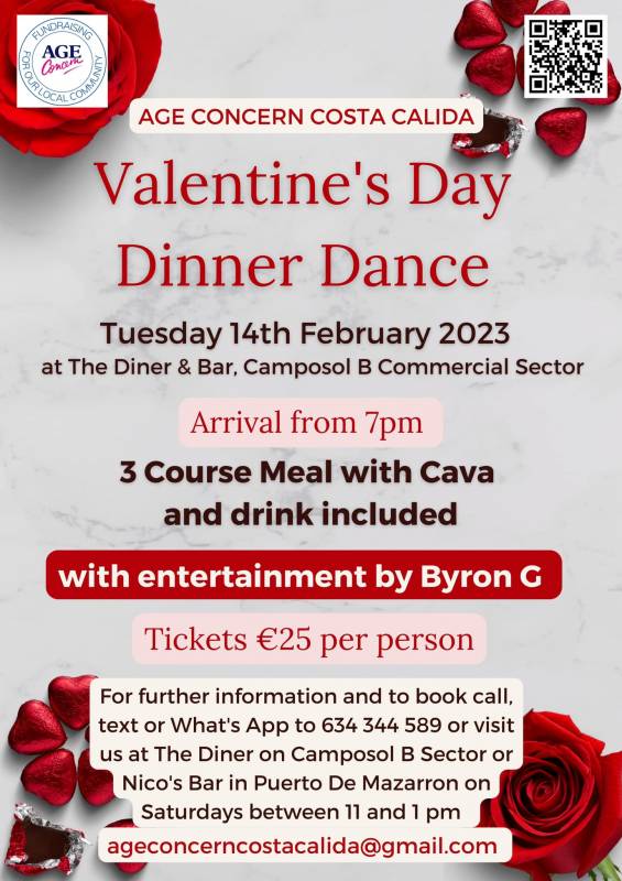 February 14 Age Concern Valentines Day Dinner and Dance at The Diner & Bar Camposol