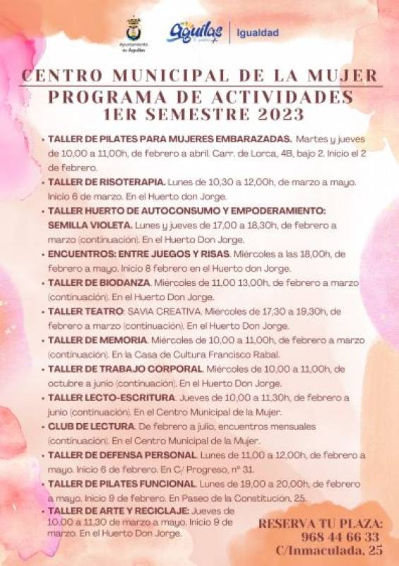 March 9-May 2023 Recycling art classes at Aguilas Womens Centre