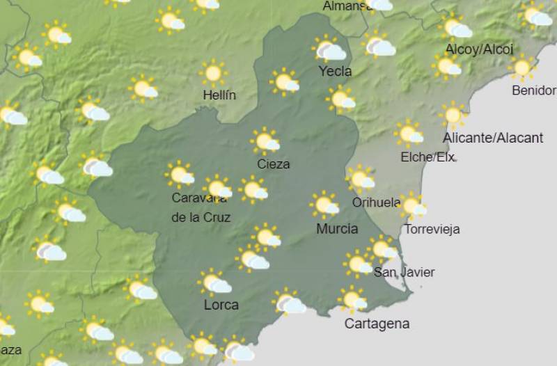 <span style='color:#780948'>ARCHIVED</span> - Temperatures creep back up and Murcia dries out: weekly weather forecast February 13-19