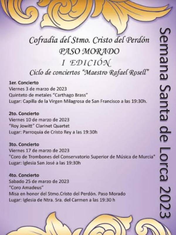 March 25 Free concert by the Coro Amadeus as Lorca prepares for Semana Santa