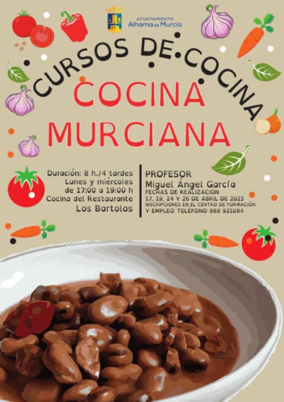 April 17, 19, 24 and 26 Free cookery course for beginners in Alhama de Murcia