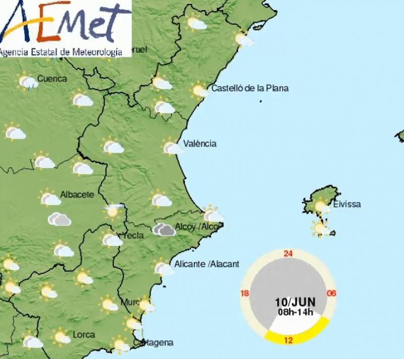 Cloudy with scattered showers and highs of 35 degrees this weekend: Alicante weather June 8-11