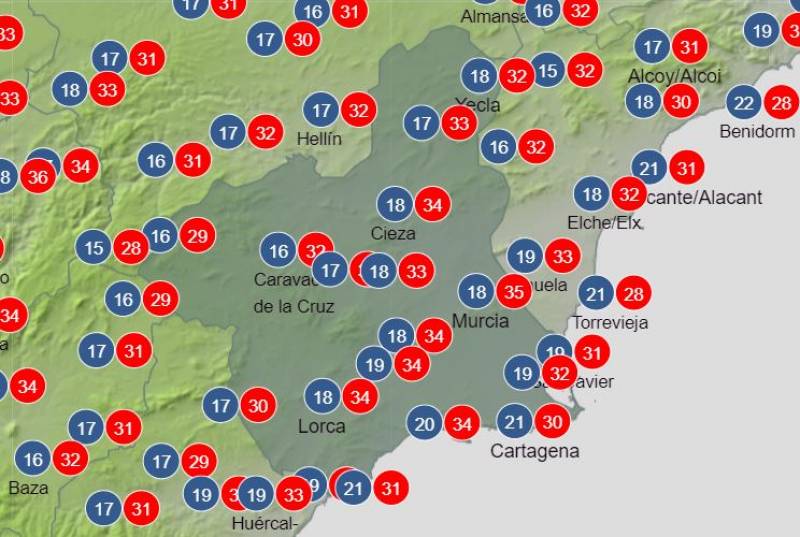 Temperatures soar as the rains subside: Murcia weather forecast June 12-18