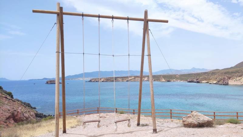 Vandals break the Playa del Rincon swings at the viewing point in Bolnuevo